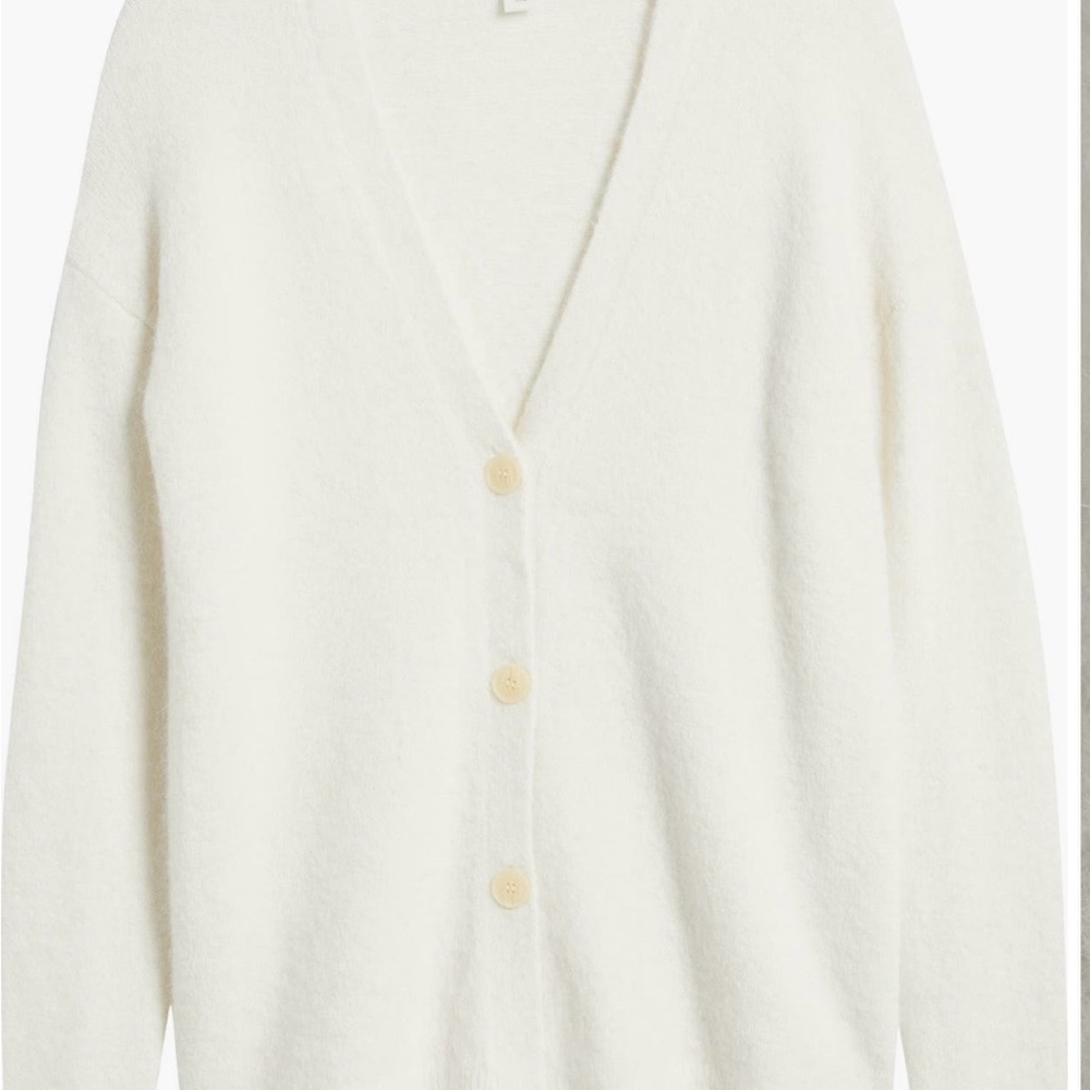 Alpaca blend Caslon Cream Button-Up Cardigan Sweater - Picture 5 of 6
